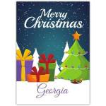 Personalised Merry Christmas Card with Festive Tree and Colourful Gifts Design