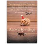 Seasons Greetings Christmas Card with Humorous Twas The Night Before Christmas Hamster Design Personalised