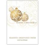 Elegant Gold Bauble Personalised Christmas Greeting Card Season's Greetings