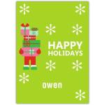 Personalised Happy Holidays Christmas Card with Presents and Snowflakes Design