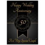 Happy 50th Wedding Anniversary Card Black and Gold To A Very Special Couple