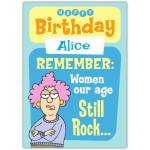 Happy Birthday Women Our Age Still Rock Personalised Funny Aunty Acid Card