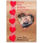 Wood On Our 5th Wedding Anniversary Card
