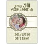 Personalised 20th Wedding Anniversary Card with Photo and Custom Names Congratulations Design