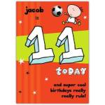 Personalised Super Cool Football 11th Birthday Card for Boys