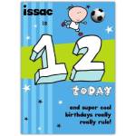 Personalised Super Cool 12th Birthday Card for Boys with Football Design