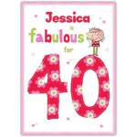 Personalised Fabulous For 40 Birthday Card with Floral Numbers and Character Design