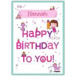 Personalised Happy Birthday Card for Girl with Cute Princess Cat Design
