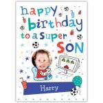 Personalised Happy Birthday Card for Super Son with Photo and Name Option