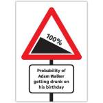 Personalised Probability of Getting Drunk Birthday Card with Custom Name and Percentage Design