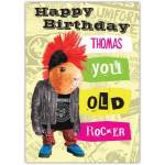 Personalised Punk Rock Guinea Pig Birthday Card for Him with Custom Name