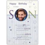 Personalised Special Son Birthday Photo Card with Sentimental Message
