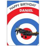 Personalised Spitfire Aeroplane Birthday Card with Target Design for Boys and Men
