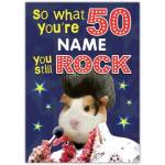 Personalised 50th Birthday Card You Still Rock Funny Elvis Style Guinea Pig Design