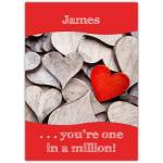 Personalised You're One In A Million Love Heart Greeting Card for Any Occasion