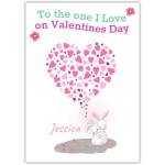 Personalised To The One I Love Valentine’s Day Card with Cute Bunny Heart Design