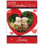 Personalised Valentines Day Card Featuring Two Bears in Heart Design