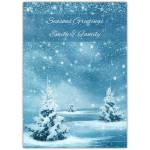 Personalised Seasons Greetings Christmas Card Snowy Winter Trees Design