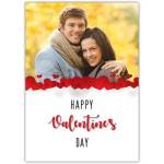 Personalised Photo Valentine's Day Card with Red Hearts Design Half Page Cover