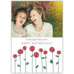Personalised Happy Mothers Day Card with Photo and Red Rose Design for Best Mum