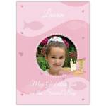 Personalised Pink First Holy Communion Photo Card with Chalice and Blessings