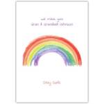 Personalised We Miss You Stay Safe Card with Hand Painted Rainbow Design