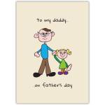 Daddy and Daughter Hand-Drawn Style Fathers Day Card with Personalised Message Option