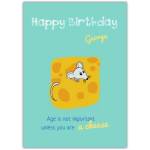 Personalised Humorous Happy Birthday Card with Mouse and Cheese Design