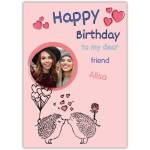 Personalised Happy Birthday Card with Kissing Hedgehogs Photo Upload for Friend Girls
