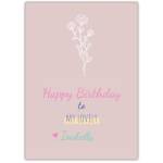 Happy Birthday Pink Rose Drawing  Card