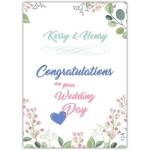 Personalised Floral Wedding Congratulations Card with Names and Heart Design