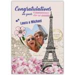 Personalised Congratulations on Your Engagement Card with Eiffel Tower and Photo Upload
