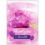 Personalised Pink Tulip Thank You Card with Pastel Watercolour Design