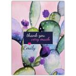 Personalised Thank You Very Much Card with Purple Flower Cactus Watercolour Design