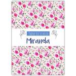 Personalised Thank You Card with Pink Floral Pattern and Custom Name