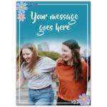 Personalised Flower Border Photo Upload Greeting Card with Custom Message