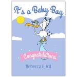 It's a Baby Boy Congratulations New Arrival Stork Card with Personalised Name Option