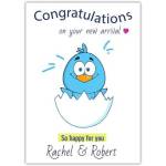 Personalised Congratulations on Your New Baby Boy Arrival Card with Blue Chick in Egg Design