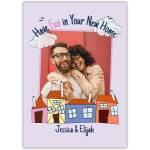 Personalised New Home Card with Houses Clouds and Photo Upload for Moving Celebration