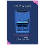 Personalised Congratulations New Home Card with Blue Wooden Door Design