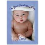 Personalised Christening Day Baby Boy Card with Blue Photo Frame for Boys