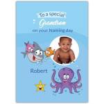 Personalised Under the Sea Naming Day Card for Grandson with Photo and Name