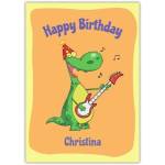 Personalised Happy Birthday Card with Crocodile Playing Guitar for Kids