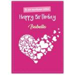 Happy Birthday Pink Background Big Heart Made With Smaller Hearts Card