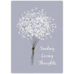 Sympathy Card Sending Loving Thoughts White Flower Bouquet on Grey Background