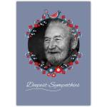 Sympathy Card with Bird and Floral Photo Frame Personalised Deepest Sympathies Message