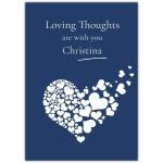 Personalised Sympathy Card with Big Heart Made of Small Hearts on Dark Blue Background
