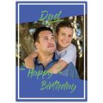 Personalised Happy Birthday Card for Dad Blue Background with White Frame and Photo Upload