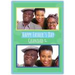 Personalised Happy Father's Day Card for Grandad with Two Photo Frames Green Background