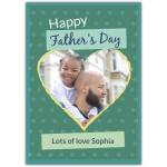 Personalised Happy Fathers Day Card with Heart Photo Upload and Star Design in Green